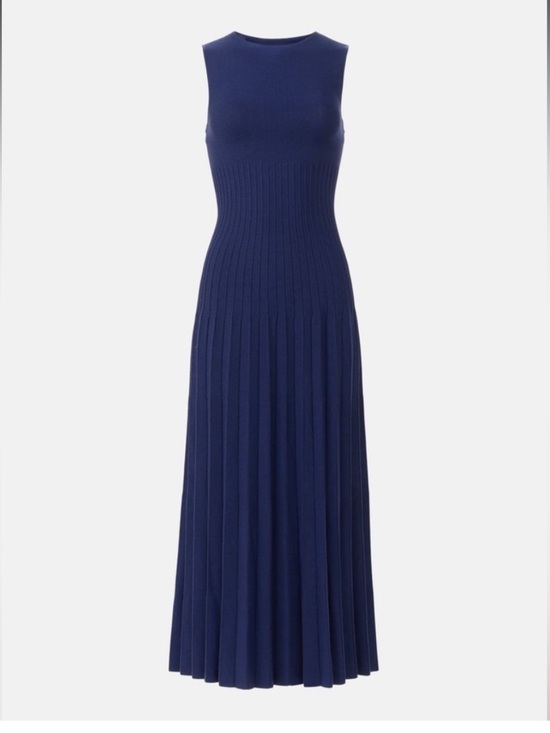 STAUD Dresses & Skirts - STAUD Elyse Knit Pleated Midi Dress Navy Blue Small
